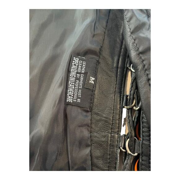 Biker Motorcycle Vest Womens Sz Med Soft Black Leather Zip Side Laces NWT Pocket - Picture 12 of 15